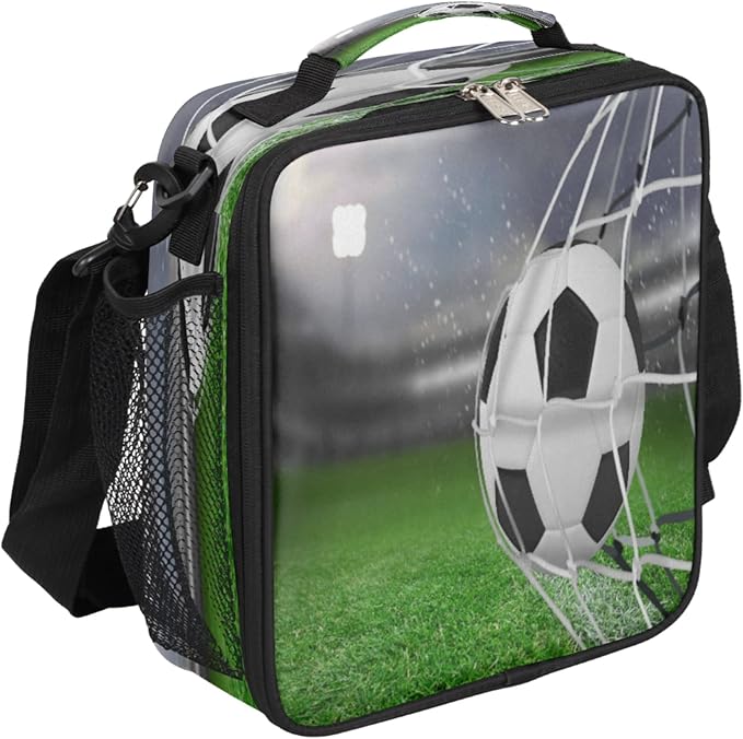Pardick Lunch Box for Kids Boys Girls Soccer Lunch Bag Football Kids Lunch Box Insulated Teen Student Lunch Bag Meal Tote with Adjustable Shoulder Strap for School