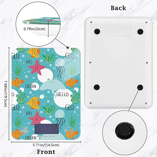 Food Scale Kitchen Scale for Baking Cooking Digital Food Weighing Measuring Scale Small Waterproof Electric Food Scale Sea Animals