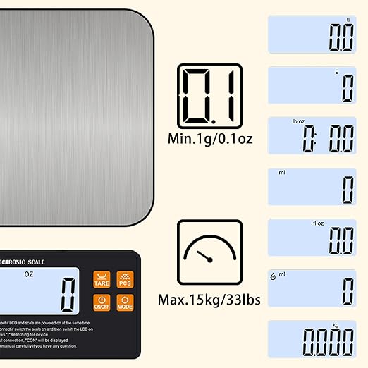 Split Food Scale，3lb Stainless Steel Kitchen Scales Digital Weight Grams and Ounces, Digital Food Scales for Kitchen，with Magnetic, Digital Scale for Food