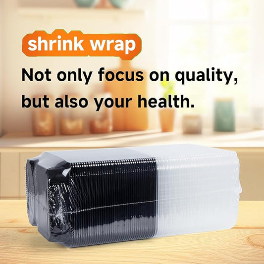 YANGRUI To Go Containers, 40 Pack (40 Trays + 40 Lids) 41oz 2 Compartment BPA Free Reusable Take Out Box Shrink Wrap Machine Washable Meal Prep Container