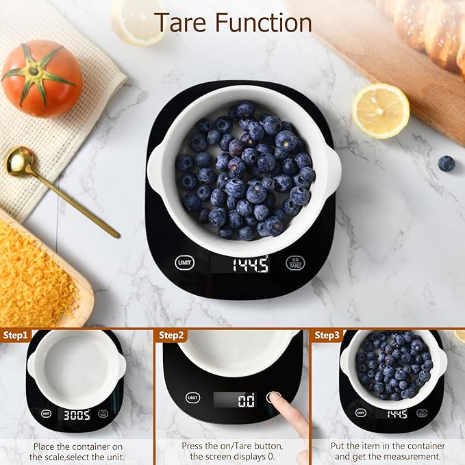 Arboleaf Smart Food Kitchen Scale, 22lb Digital Food Scale with Nutritional Calculator, Smart Kitchen Weighing with App for Macro, Keto, Calorie, Cooking, Grams and Ounces, 0.1oz/0.5g，Black