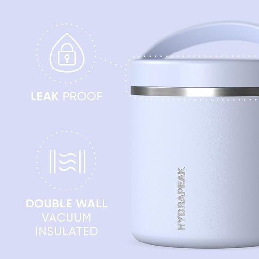Hydrapeak 25oz Stainless Steel Vacuum Insulated Thermos Food Jar | Kids for Hot and Cold Food, Wide Mouth Leak-Proof Soup Adults, 10 Hours 16 (Iceberg)