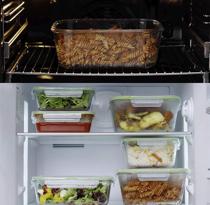 LARGE Glass Containers for Food Storage with Locking Lids Baking Dish Set 3 120 OZ/70 OZ/35 OZ Meal Storing Serving Leakproof Ovensafe