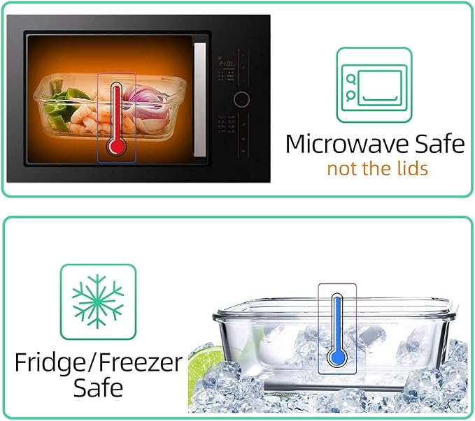 Glass Containers BPA-Free Locking Lids - 6 Pack, Premium Meal Prep Containers, Leakproof, Airtight, Microwave, Oven, Freezer, Dishwasher Safe, Ideal for Lunch, Kitchen, and Food Storage (Set of 6)