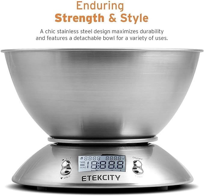 Etekcity Food Kitchen Scale with Bowl (2.06 QT) and Etekcity Food Scale, Digital Kitchen Scale, 304 Stainless Steel