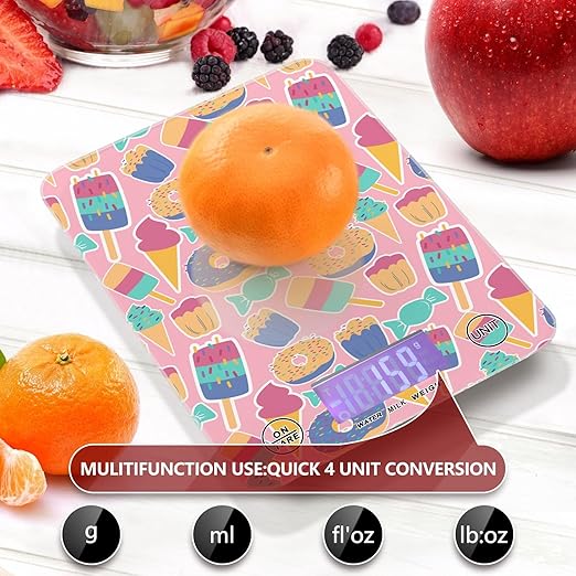Food Scale Kitchen Scale for Baking Cooking Digital Food Weighing Measuring Scale Small Waterproof Electric Food Scale Dessert Pink