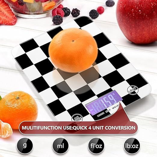 Food Scale Kitchen Scale Food Scales Digital Weight Grams and Ounces Small Electronic Food Scale for Baking Cooking Checkered Black White
