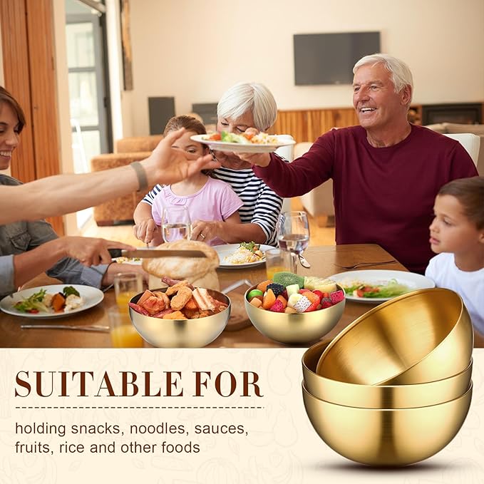 Nuogo 20 Pcs Stainless Steel Gold Mixing Bowls Gold Esthetician Bowls for Wedding Party 4th of July Baking Prepping Serving Facial Food Salad Fruit Snack Soup Cereal (7.9 Inch)