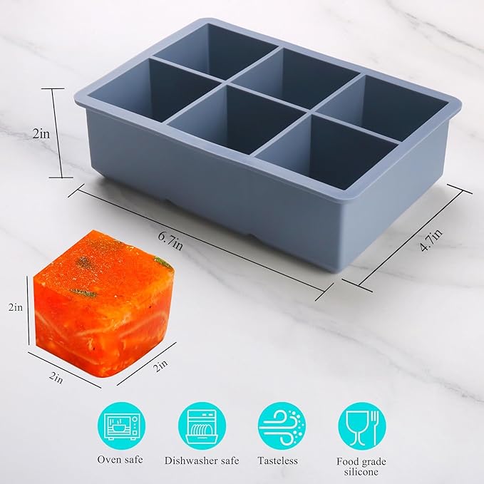 1/2 Cup Silicone Freezer Tray With Lid,Silicone Freezer Molds 6-Pack For meal prep & freezing of various sauces and other dishes, makes 36 perfect 1/2 cup portions cubes (Multicolor 6 Pack)