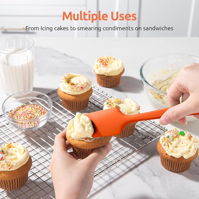 U-Taste Silicone Spatula Set with 600 Degrees Fahrenheit Heat Resistant (Orange)