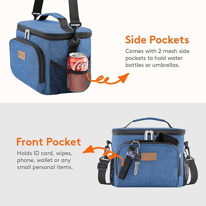 Lifewit Reusable Insulated Lunch Bag for Men, Lunch Box Women, Portable Cooler Freezable Soft Lunchbox Leakproof with Adjustable Shoulder Strap for Adult for Work Picnic or Travel, Dark Blue 9L