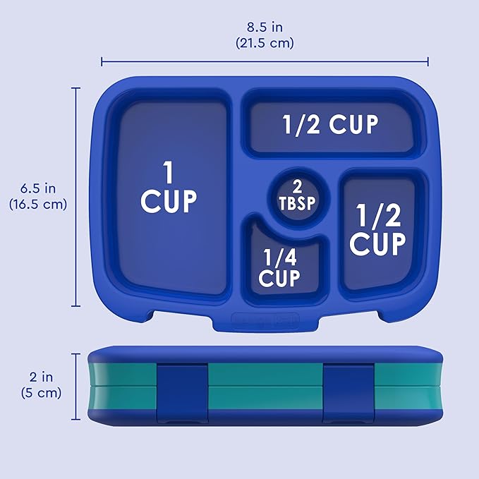 Bentgo Kids Prints Leak-Proof, 5-Compartment Bento-Style Kids Lunch Box - Ideal Portion Sizes for Ages 3-7, Durable, Drop-Proof, Dishwasher Safe, & Made with BPA-Free Materials (Sharks)