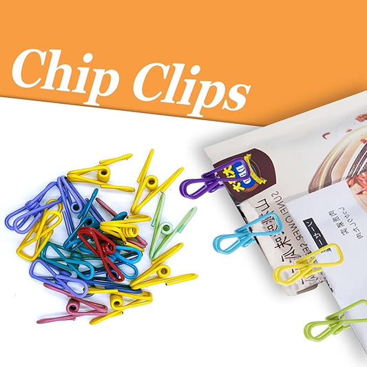 120 Pcs Chip Clips - 2 Inch Random Multi-Colored Waterproof Metal Clothes Pins for Bag, Food, Chips, Paper