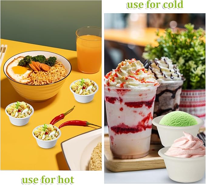 HNBun 500pcs 2oz Disposable Bagasse Fiber Souffle Cups, Natural Compostable Portion Cups Mini Food Sample Cups Tasting Cups for Condiment,Food Tasting,Medicine, White