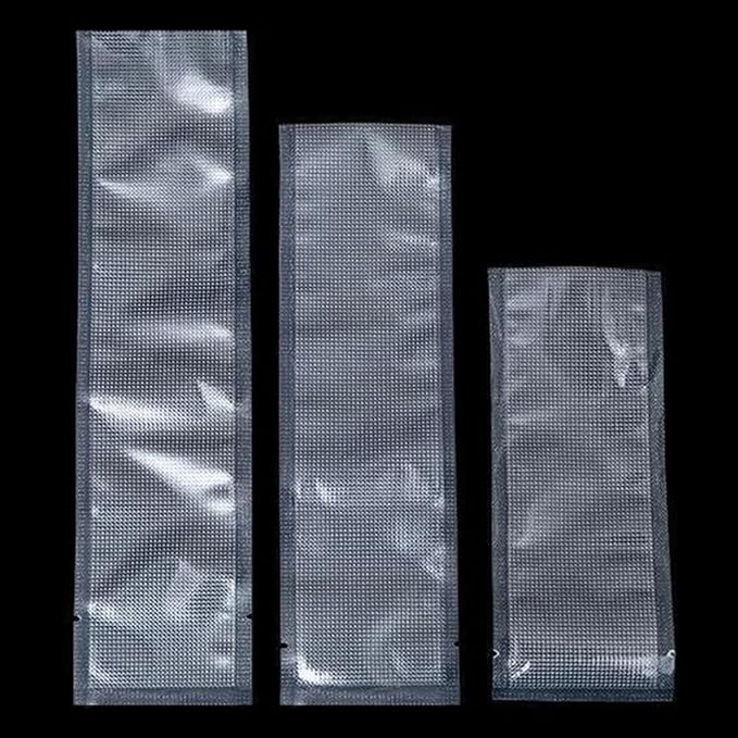 Clear Vacuum Bags for Food Saver Flat Open Top Embossed Vacuum Sealer Bag Food Storage Packaging Pouch with Tear Notch (100, 2.36x9.84 inch)