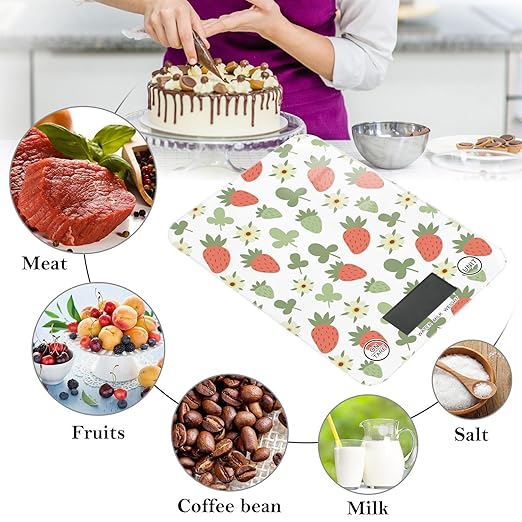Food Scale Kitchen Scale for Baking Cooking Digital Food Weighing Measuring Scale Small Waterproof Electric Food Scale Strawberry