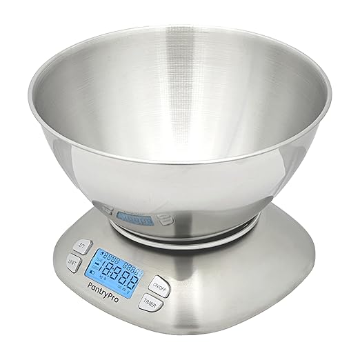 Digital Kitchen Scale with Bowl - Stainless Steel 12lbs Capacity - LCD Display Grams and Ounces Battery Included