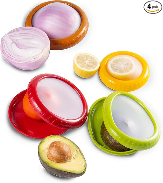 Ortarco 4Pcs Onion Storage Avocado Saver Holder, Lemons Garlic Tomato Peper Storage Containers Reusable