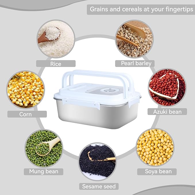 15lbs Stainless Steel Flour Storage Bin Airtight Rice Storage Container Metal Cereal Grain Dry Food Storage Boxes for Kitchen Countertop Pantry, Silver