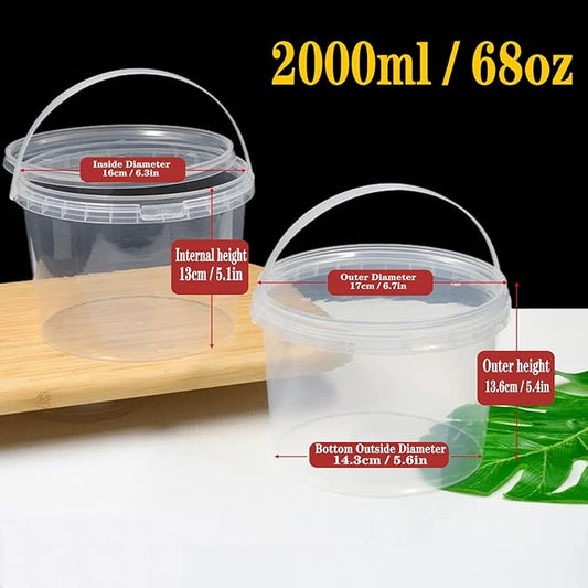 68 oz Ice Cream Tub with Lid, Tamper Proof, BPA Free, Freezer and Microwave Safe Food Storage Container, Reusable Airtight Container, Leak Proof Tub for Snacks Deli Fruits, Drinks.(10 pack)