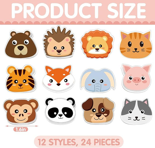 Crtiin 24 Pcs Cute Bag Clips Funny Animals Shaped Fruit Kitchen and Food Bag Clips Binder Paper Plastic for Airtight Seal Food Storage