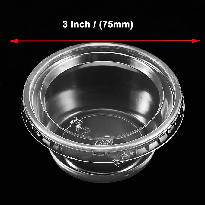 400PCS 3 oz Plastic Portion Souffle Cups with Lids, Disposable Sauce Sampling Cups Clear Jello Shot Container Condiment Cups Dip Dressing for Home Restaurant Takeaway 3x1.4x2.1 Inch