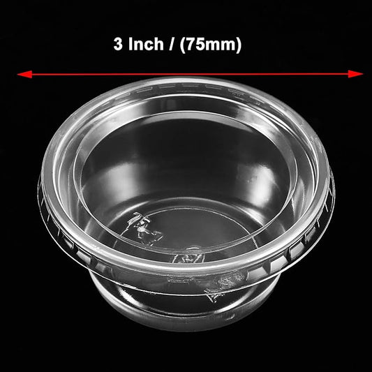 400PCS 3 oz Plastic Portion Souffle Cups with Lids, Disposable Sauce Sampling Cups Clear Jello Shot Container Condiment Cups Dip Dressing for Home Restaurant Takeaway 3x1.4x2.1 Inch
