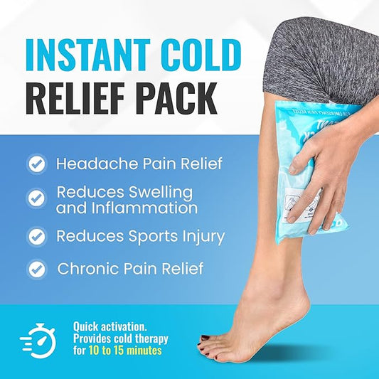 ICEWRAPS 4x7 Instant Cold Pack - Bulk Box of 50 | Cold Compress Instant Ice Pack for Emergency | Disposable Ice Packs for Injuries | Instant Breakable Ice Packs for First Aid and Sports