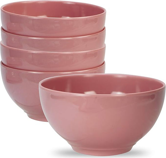 Calypso Basics 100% Melamine Cereal Bowls Set of 6,16 oz, BPA Free, Break-Resistant, Dishwasher Safe, Lightweight Plastic Bowls for Cereal, Soup, Ice Cream, Picnics, Pink by Reston Lloyd