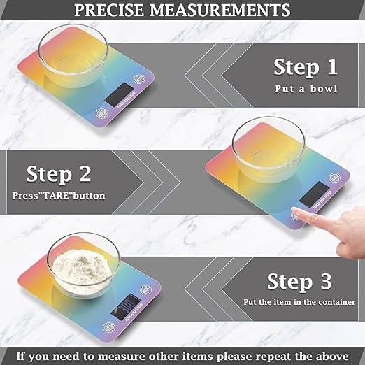 Food Scale Kitchen Scale for Baking Cooking Digital Food Weighing Measuring Scale Small Waterproof Electric Food Scale Rainbow Color Gradient