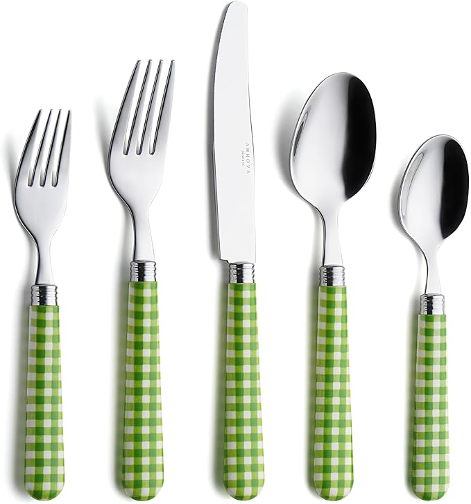 ANNOVA Silverware Set 20 Pieces Stainless Steel Cutlery Color Handle Flatware - 4 x Dinner Knife; 4 x Dinner Fork; 4 x Salad fork; 4 x Dinner Spoon 4 x Dessert Spoon (Green)