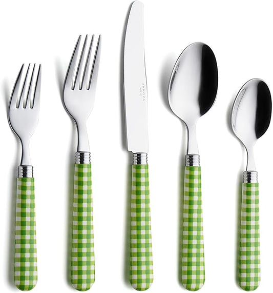ANNOVA Silverware Set 20 Pieces Stainless Steel Cutlery Color Handle Flatware - 4 x Dinner Knife; 4 x Dinner Fork; 4 x Salad fork; 4 x Dinner Spoon 4 x Dessert Spoon (Green)