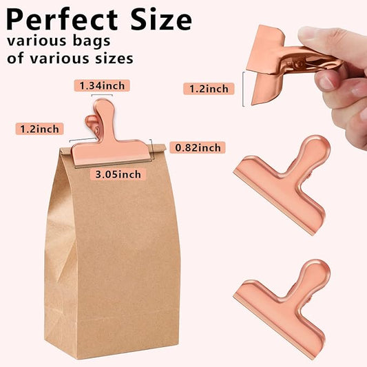 FINDMAG 8 Pack Chip Clips Food Bag Clips Heavy Duty Food Bag Clamp, 3 Inch Wide Stainless Steel Chip Clips Metal Hinge Clip File Clamps