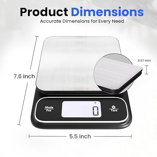 Digital Food Scale, Weighs up to 22lb, Digital Kitchen Scale with 0.01oz/1g Graduation,10kg Capacity, Waterproof Digital Kitchen Scale for Baking & Meal Prep with LCD Display