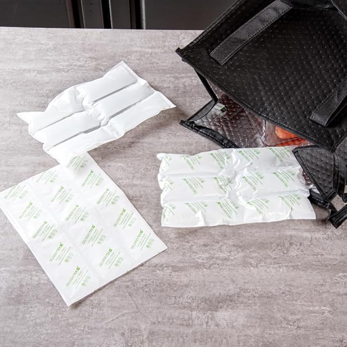 Restaurantware Delivery Tek 11.4 x 7.7 Inch Ice Sheets 10 Durable Cold Packs - Easy-To-Use Design Leakproof Plastic Shipping Ice Packs Reusable For Frozen Meat Vegetables or Beverages