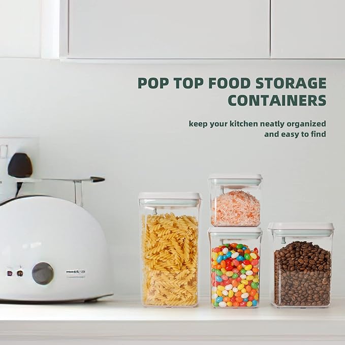 Pop Air Tight Containers Stackable- 2-Pack Cereal Storage Containers with Lids Airtight, Leakproof Pop Up Containers for Organizing, 1.5Qt & 0.5Qt