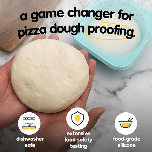 Stackable Silicone Artisan Pizza Dough Proofing Proving Containers with Lids pizza making accessories-4 pack-500ml portion (Yellow)