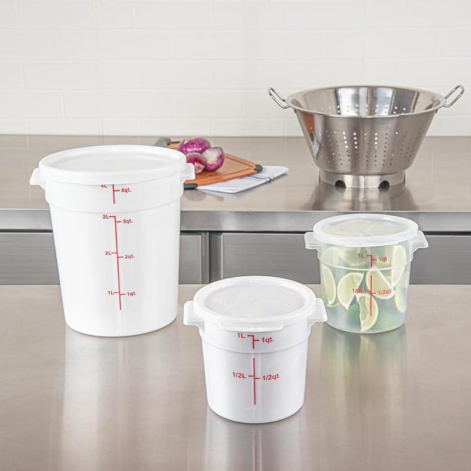 Restaurantware-LID ONLY: Met Lux Food Container Lid, 1 Round Lid For Storage Container - Containers Sold Separately, With Pull-Corner Tab, White Plastic Lid, Dishwashable, Freezable
