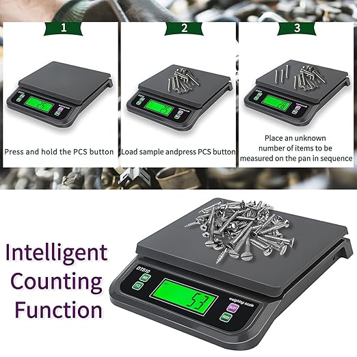 66LB 30kg Large Digital Kitchen Scale, with Tare and Prep Counting Scales Commercial Food Baking Bakery Scales LCD Display with Adapter, 6 Unit (Grey, 30kg)