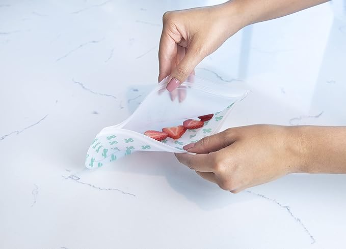 EcoLogical Reusable Snack Bags, Sustainable Kitchen Accessory, Zero-Waste Lunch Set, 4 pack, Printed