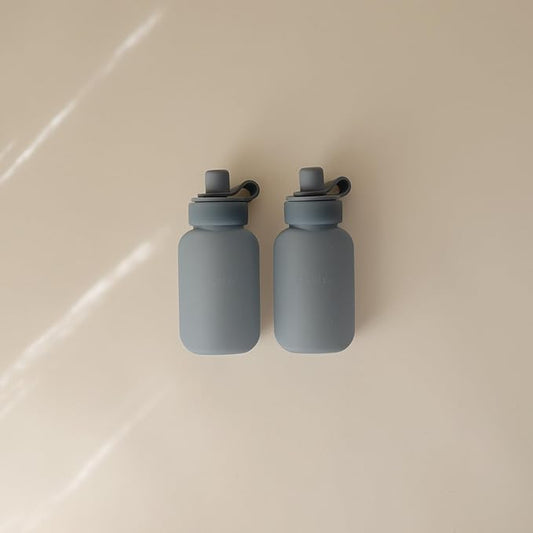 mushie Silicone Puree Pouch 2-Pack | 5 oz Reusable Baby Food Pouches (Tradewinds)