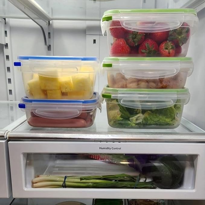 STERILITE 0311 Ultra Seal 3.1 Cup Rectangle Food Storage Container, Clear Green, See Through Lid & Base With New Leaf Accents