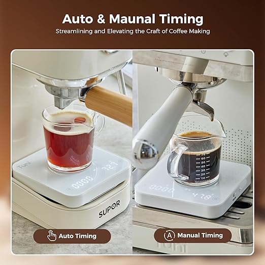 Tuni Mini Coffee Scale with Timer, Rechargeable Digital Espresso Scale with Auto Timing, 0.1g/2kg Accurate Scale for Espresso and Pour-Over Coffee