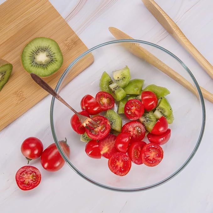 FOYO 5 Inch Glass Mixing Bowls Set - Round, Small Glass Salad Bowls for Kitchen, Set of 3