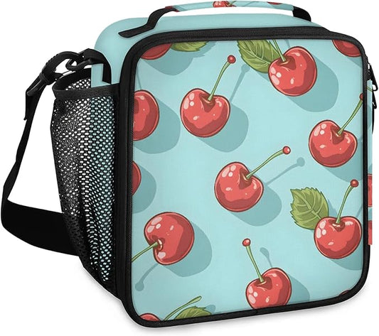 Green Lunch Bag Personalized Insulated Lunch Bag Reusable Lunch Box Picnic Travel Lunch Tote Bag Snack Bag Fruit - Cherry (22)