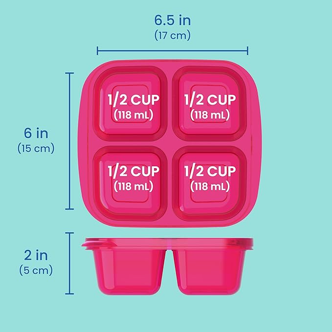 Bentgo Easyboxes 4-Compartment Snack Containers - 20-Piece Set with 10 Trays & 10 Custom-Fit Lids to Seal in Freshness - Reusable Food Storage & Meal Prep Bento BPA-Free Containers (Jewel Brights)