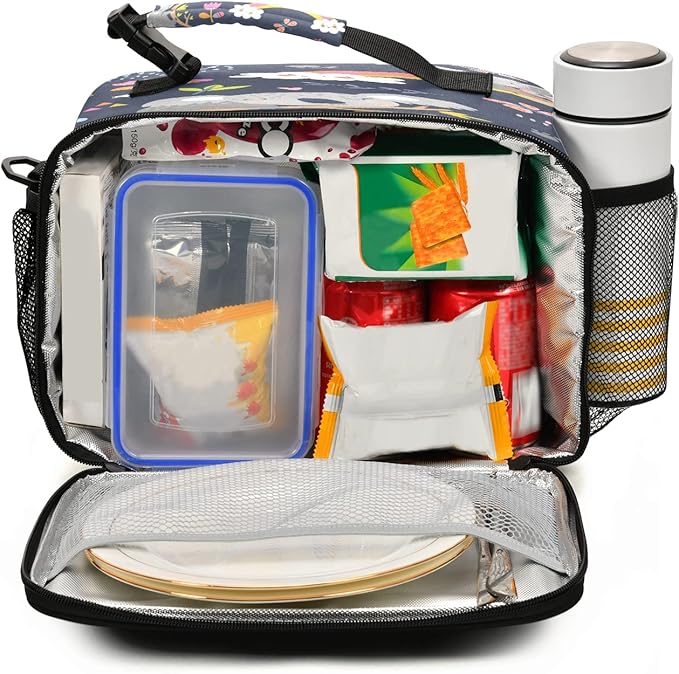 Rainbow Koala Floral Lunch Box for Kids Adults Animals Pattern Insulated Lunch Bag with Shoulder Strap Reusable Cooler Bags Lunch Tote for Office School Girls Boys Teens