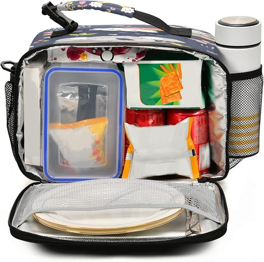 Rainbow Koala Floral Lunch Box for Kids Adults Animals Pattern Insulated Lunch Bag with Shoulder Strap Reusable Cooler Bags Lunch Tote for Office School Girls Boys Teens
