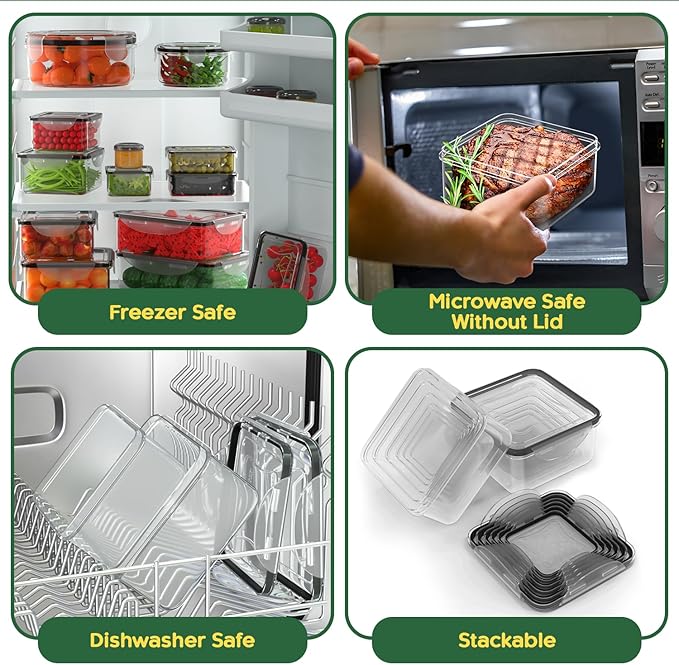 46 Pack Food Storage Containers with Lids Airtight-(23 Containers,23 Lids) BPA Free Plastic Stackable Meal Prep Containers set for Kitchen Pantry Organizers- Freezer Microwave safe