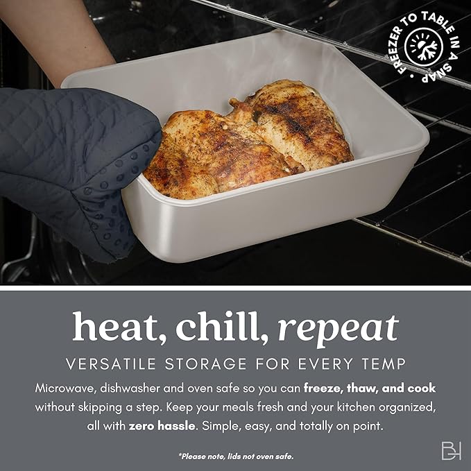 Ceramic Coated Glass Food Storage Container | No PTFE, PFOA, PFAS, and BPA | Reusable Non Toxic Meal Prep Container with Glass Lid | Easy To Store | 6 Piece Food Prep [Crema]